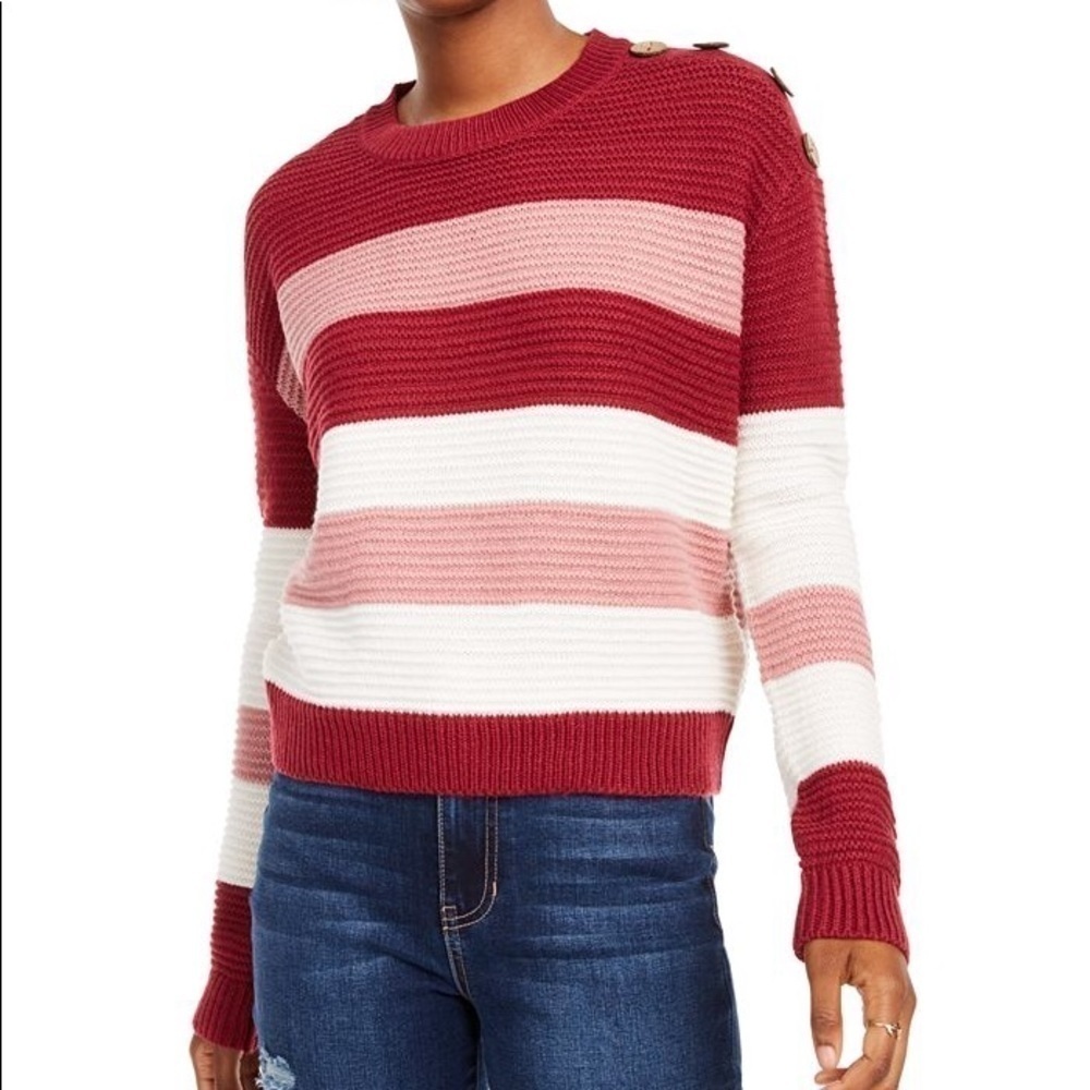NWT Planet Gold Button Shoulder Striped Sweater 3X